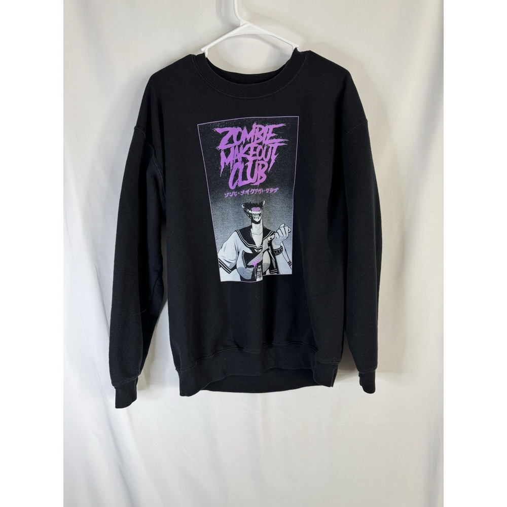 Zombie Makeout Club Sweatshirt Mens‎ L Black Graphic Anime Horror Streetwear